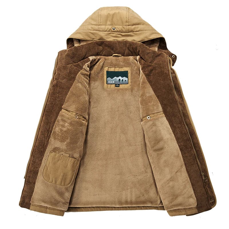 Winterparkas für Herren mit Kapuze, reguläre Passform, mehrere Taschen