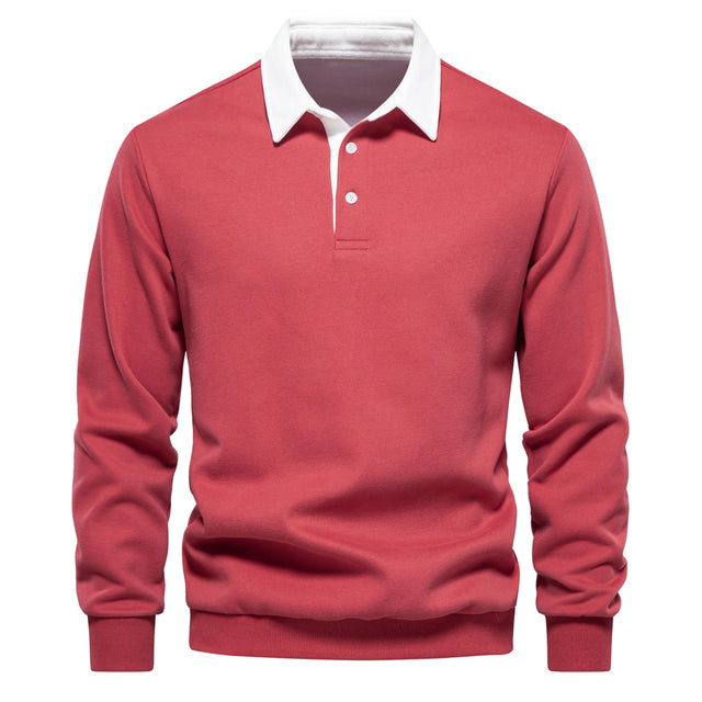 Langarm-Poloshirt für Herren mit klassischem Kragen und gerippten Bündchen