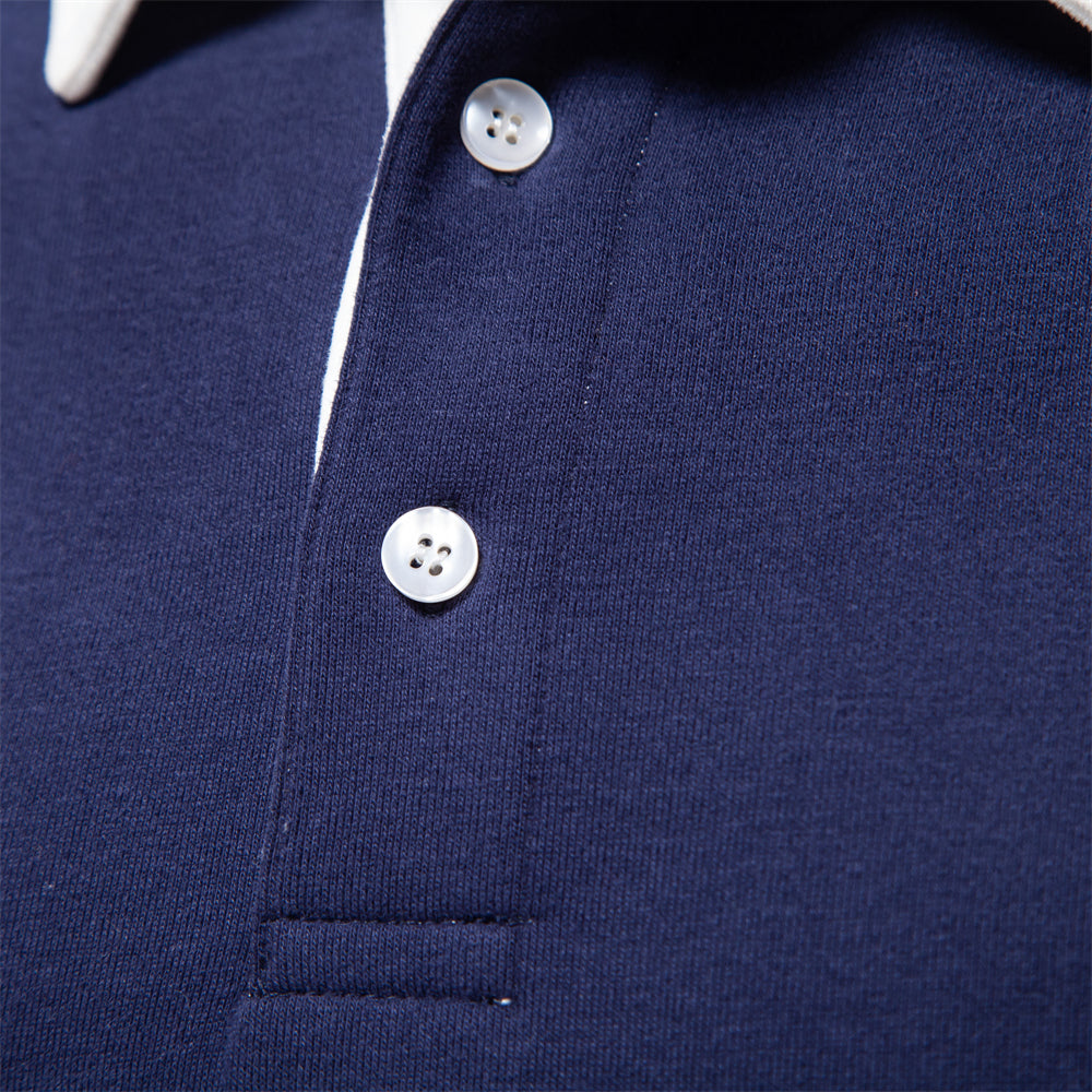 Langarm-Poloshirt für Herren mit klassischem Kragen und gerippten Bündchen