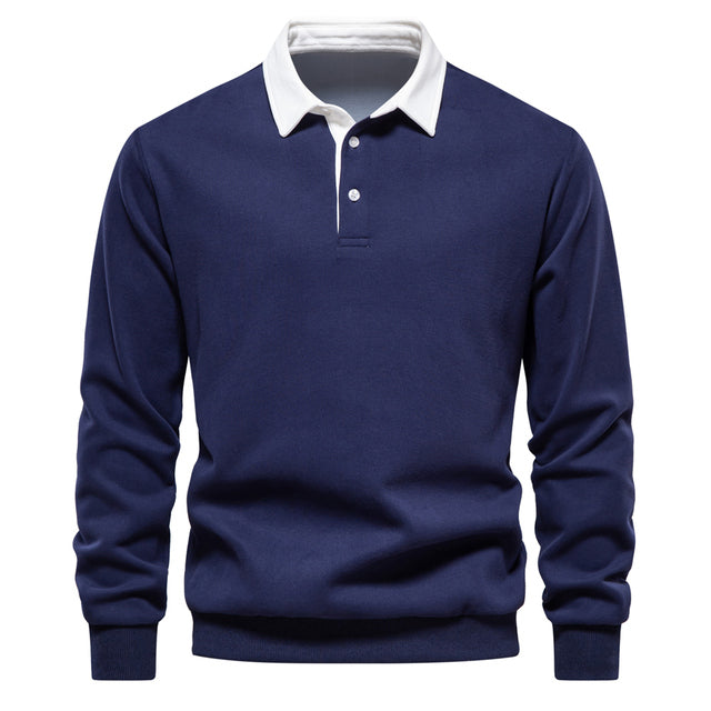 Langarm-Poloshirt für Herren mit klassischem Kragen und gerippten Bündchen