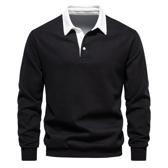 Langarm-Poloshirt für Herren mit klassischem Kragen und gerippten Bündchen
