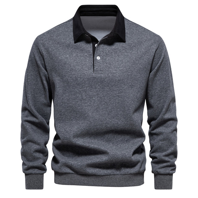 Langarm-Poloshirt für Herren mit klassischem Kragen und gerippten Bündchen