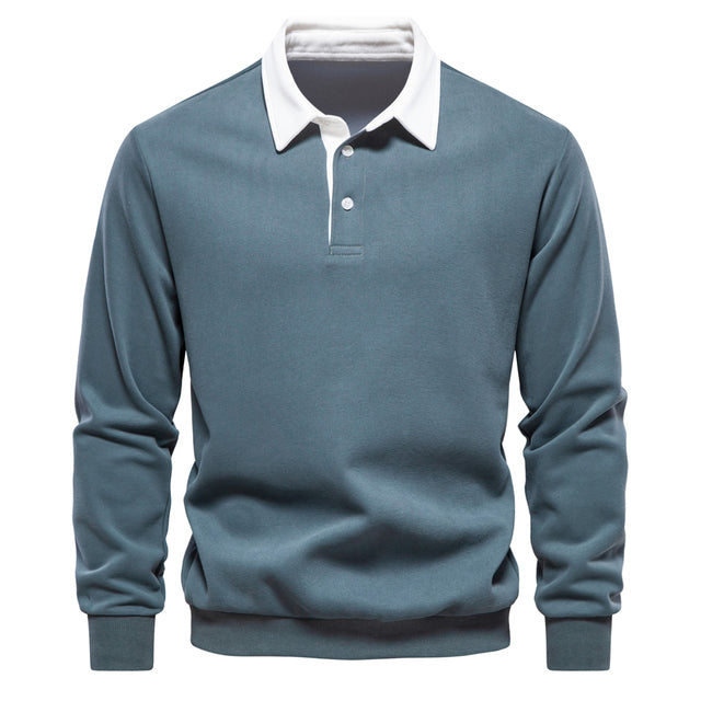 Langarm-Poloshirt für Herren mit klassischem Kragen und gerippten Bündchen