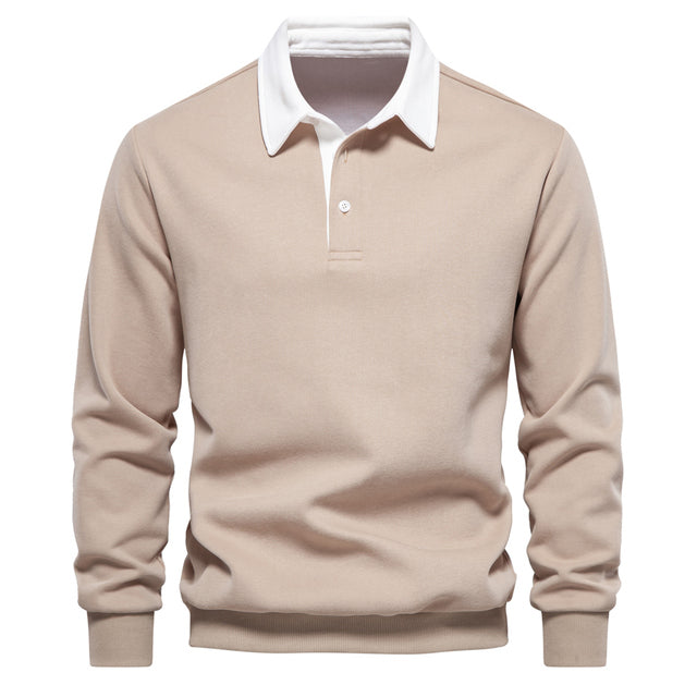 Langarm-Poloshirt für Herren mit klassischem Kragen und gerippten Bündchen