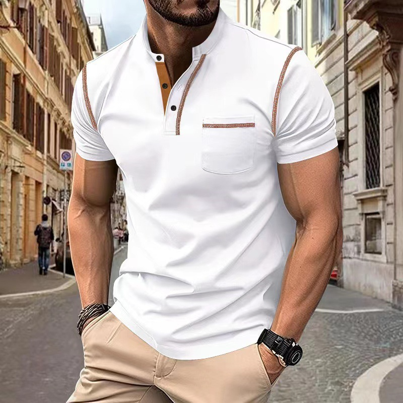 Kurzarm-Poloshirt für Herren mit klassischem Kragen und Brusttasche – moderner Schnitt