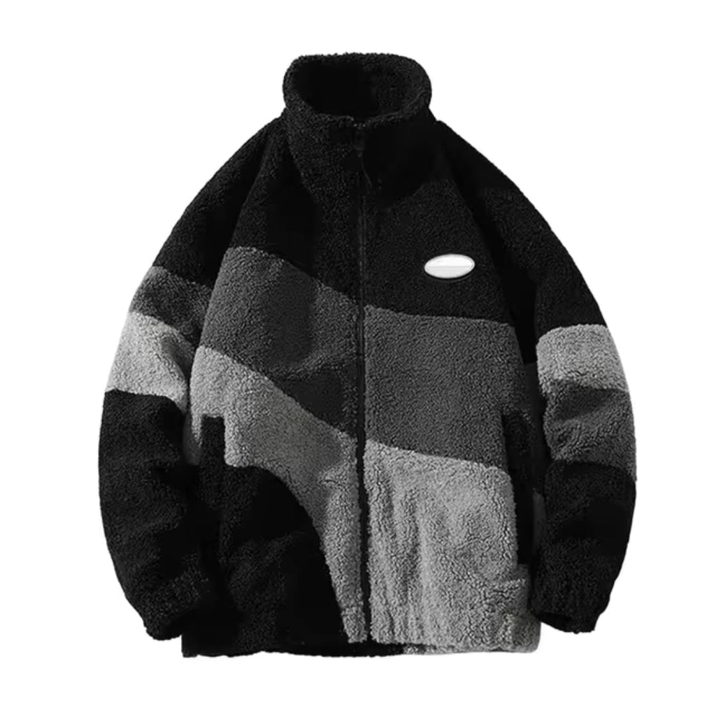 Damenjacke mit Reißverschluss, Stehkragen und seitlichen Taschen im Colorblock-Design