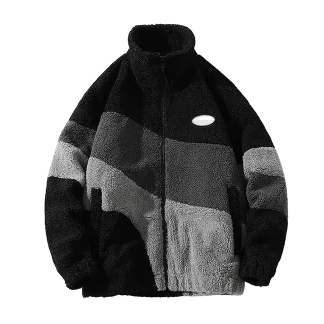 Damenjacke mit Reißverschluss, Stehkragen und seitlichen Taschen im Colorblock-Design