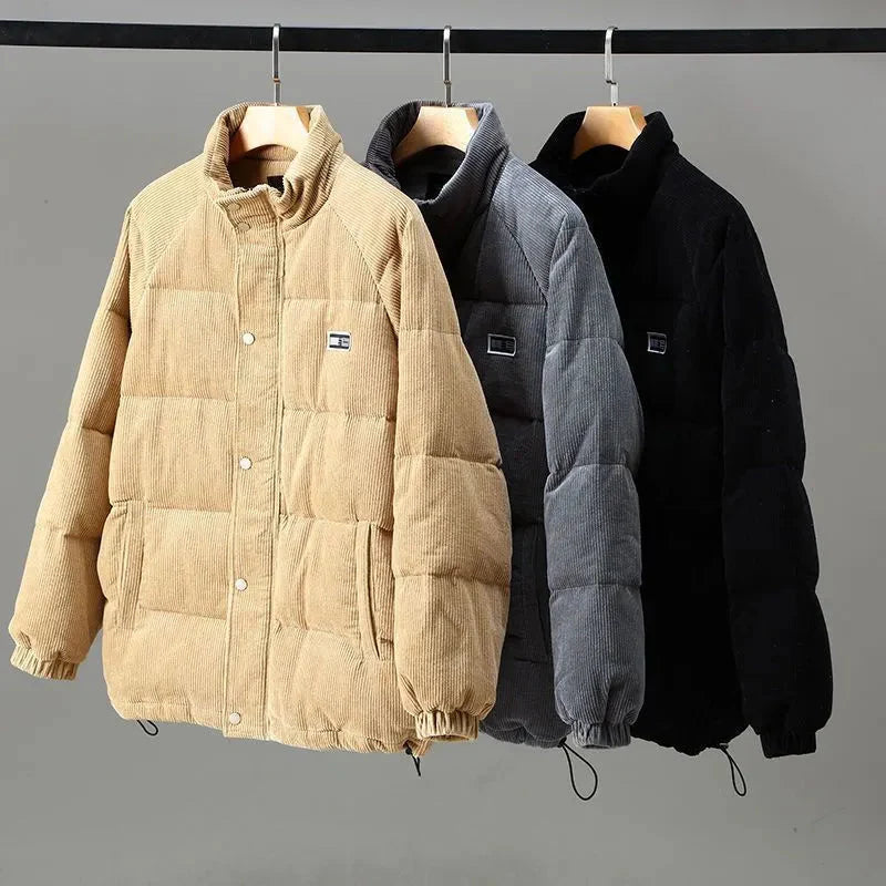 Gestepptes Herrenjacke, Oversize-Passform, Knopfverschluss