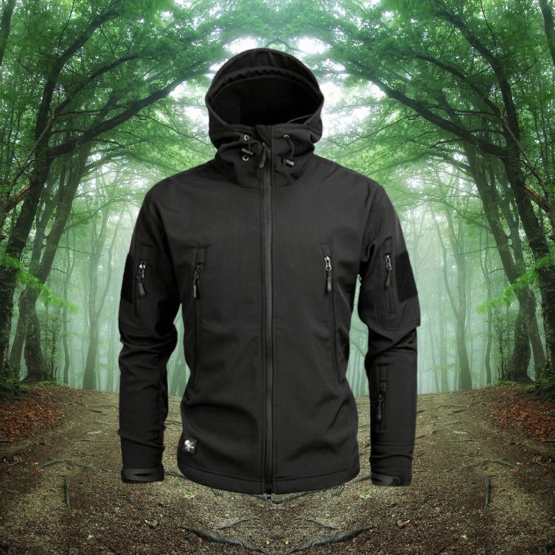 Herrenjacke für draußen mit Kapuze und Reißverschlusstaschen