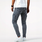 Herren-Cargo-Jeans im Slim-Fit-Stretch mit Seitentaschen