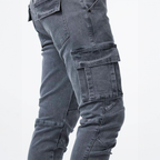 Herren-Cargo-Jeans im Slim-Fit-Stretch mit Seitentaschen