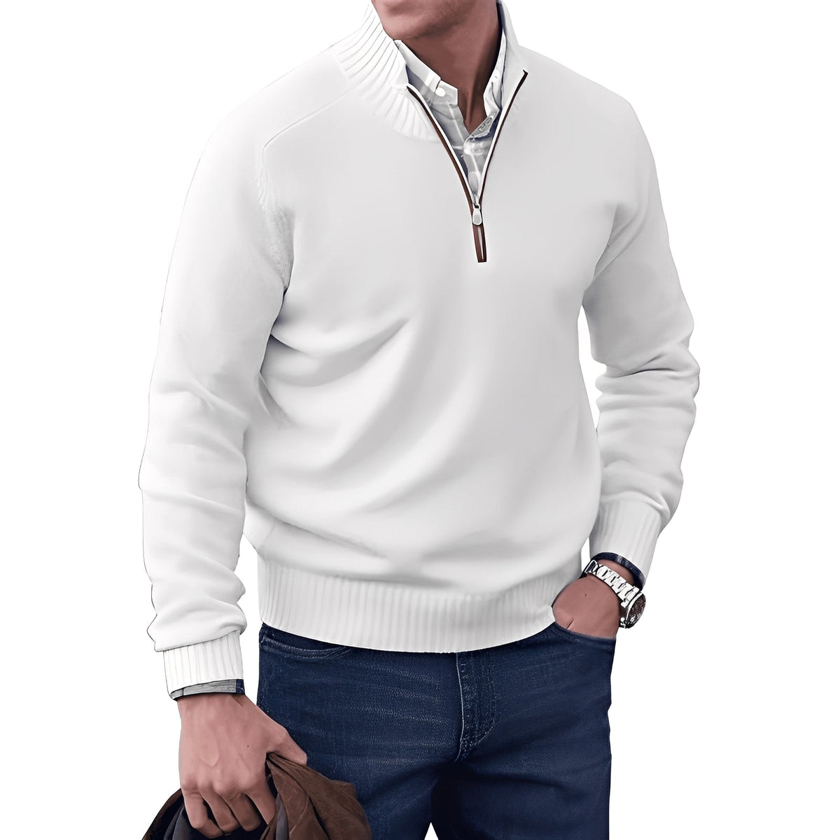 Kian - Zeitgemäßer Herrenpullover mit praktischem Reißverschluss