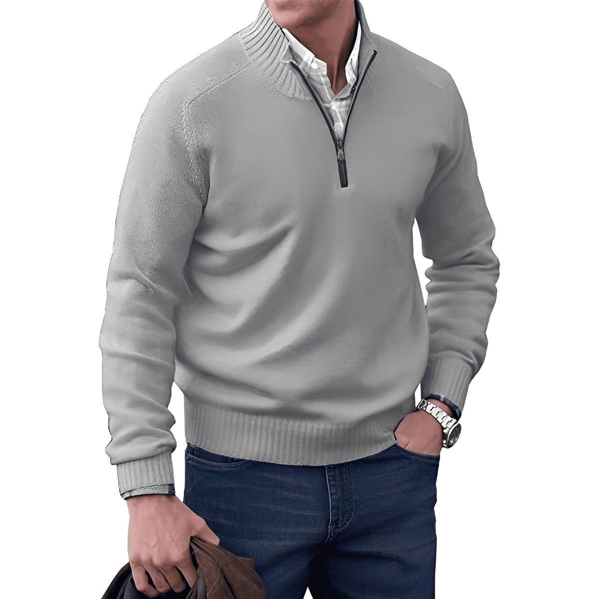 Kian - Zeitgemäßer Herrenpullover mit praktischem Reißverschluss