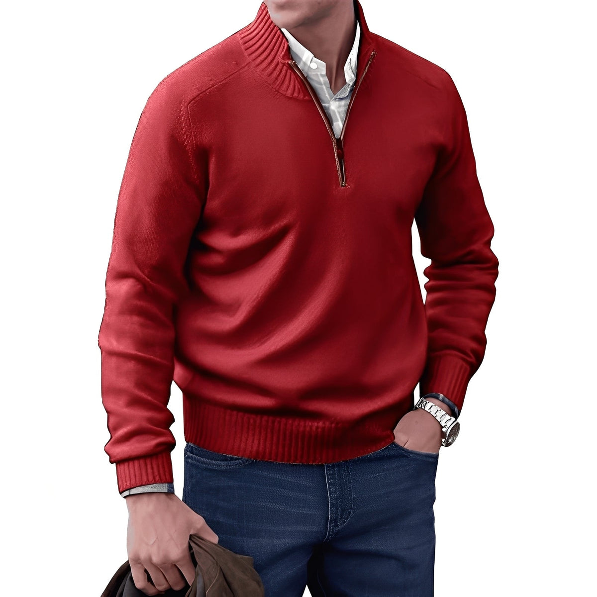 Kian - Zeitgemäßer Herrenpullover mit praktischem Reißverschluss