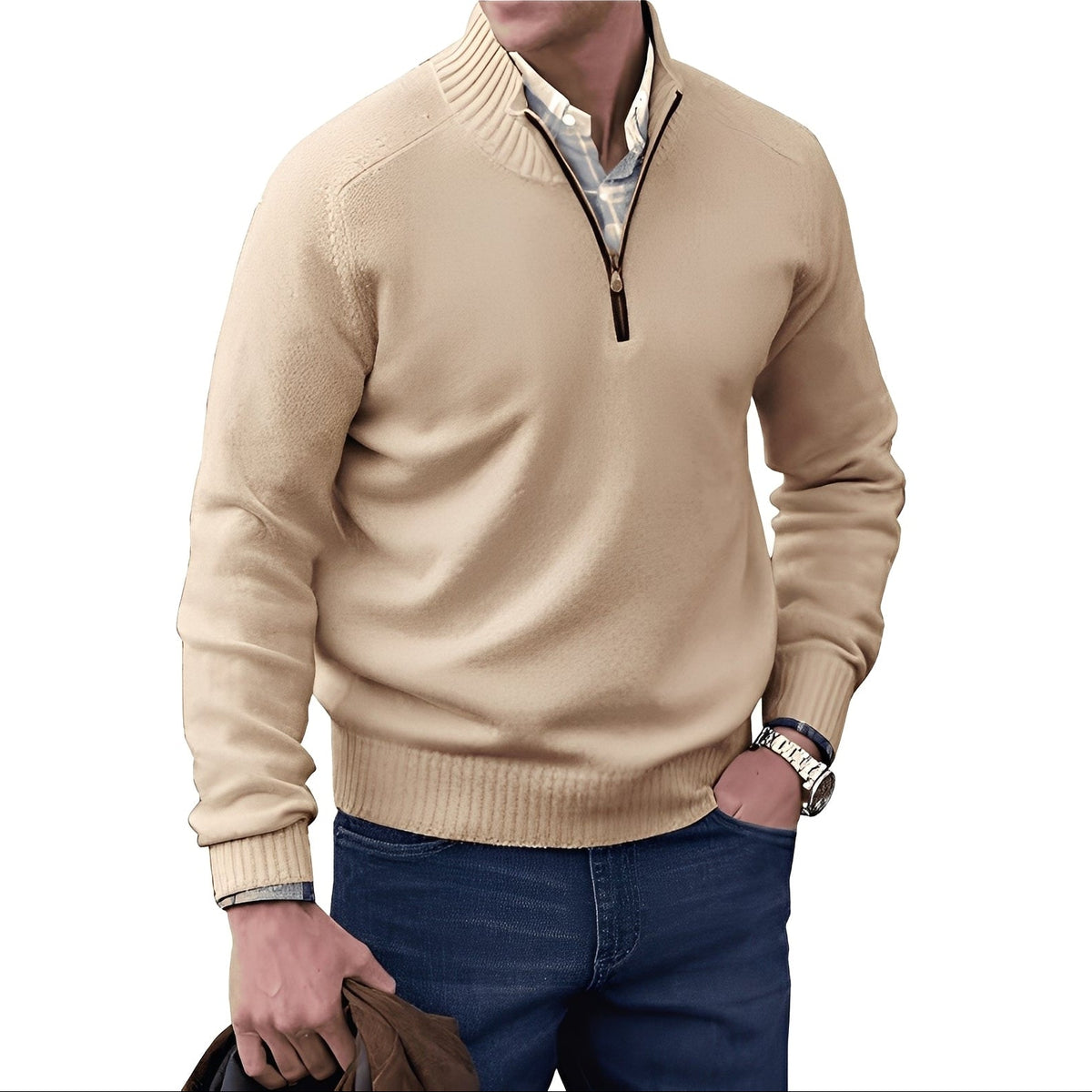 Kian - Zeitgemäßer Herrenpullover mit praktischem Reißverschluss