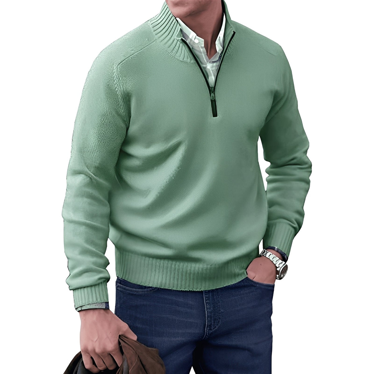 Kian - Zeitgemäßer Herrenpullover mit praktischem Reißverschluss