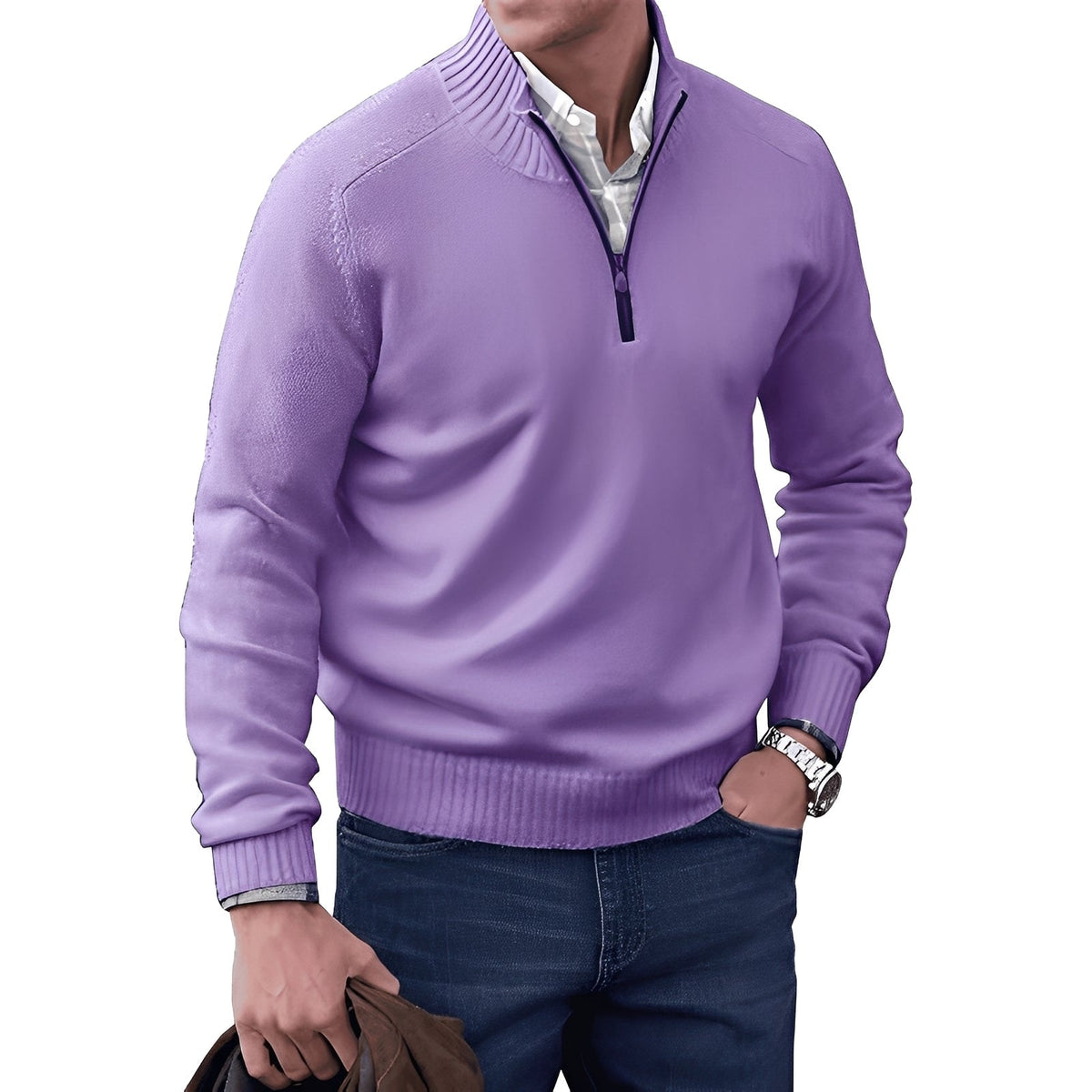 Kian - Zeitgemäßer Herrenpullover mit praktischem Reißverschluss