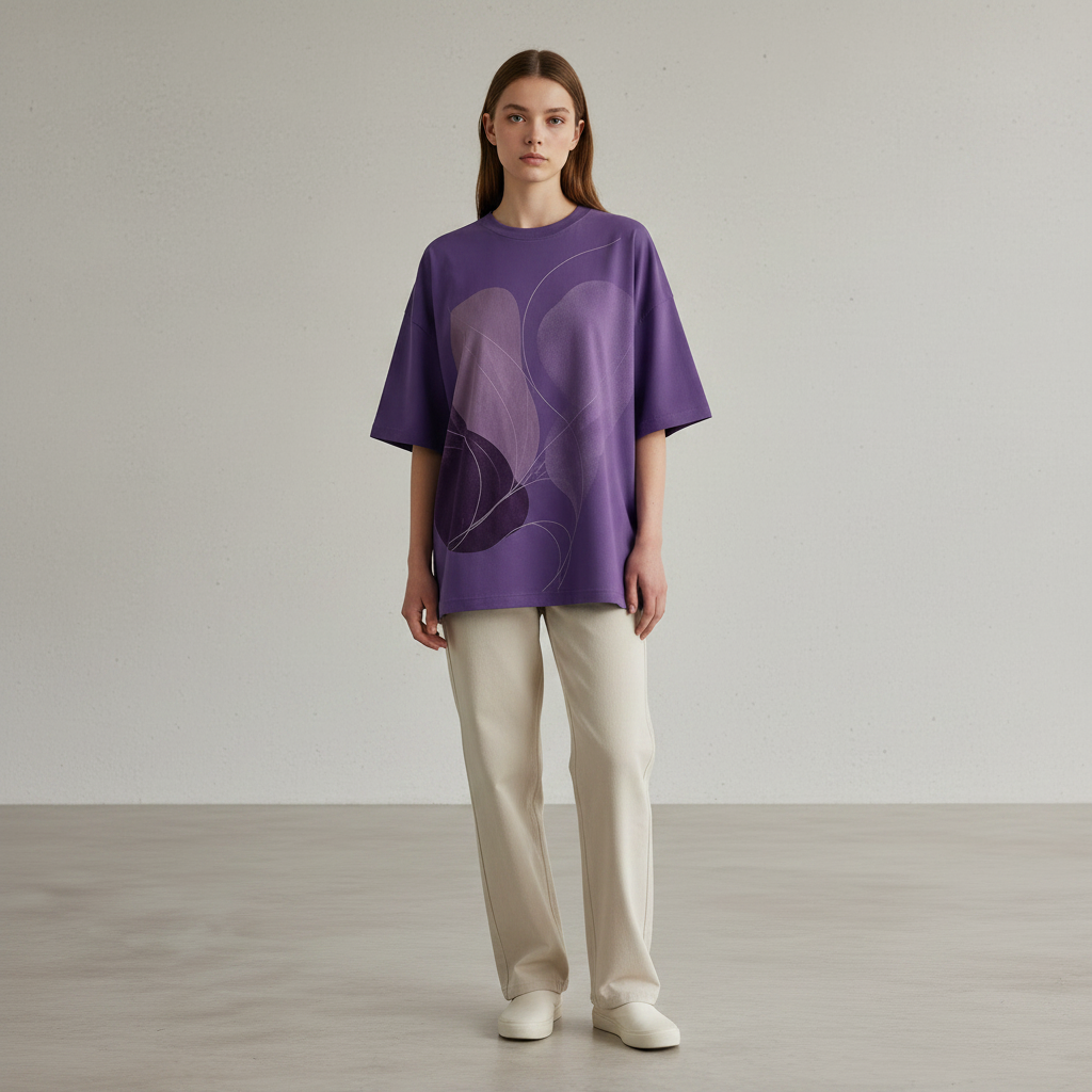 Lila Baumwoll-T-Shirt