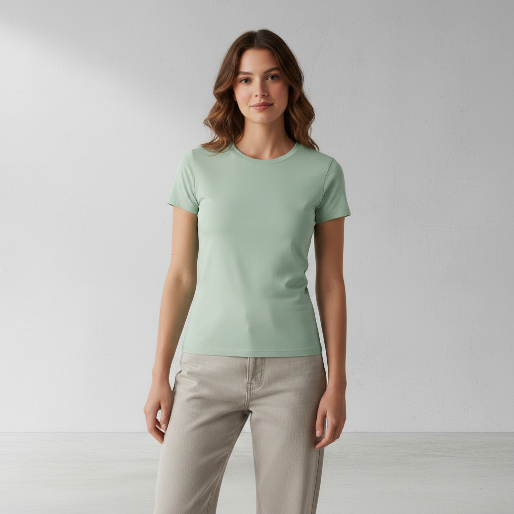 Grünes Baumwoll-T-Shirt