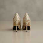 Beige Jacquard High Heels