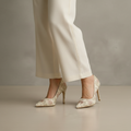 Beige Jacquard High Heels
