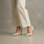 Beige Jacquard High Heels